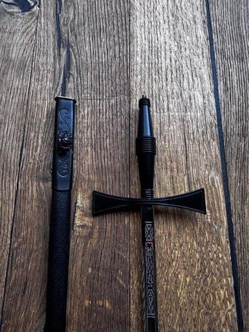 Épée décorative cérémonielle maçonnique / noir / cuir /