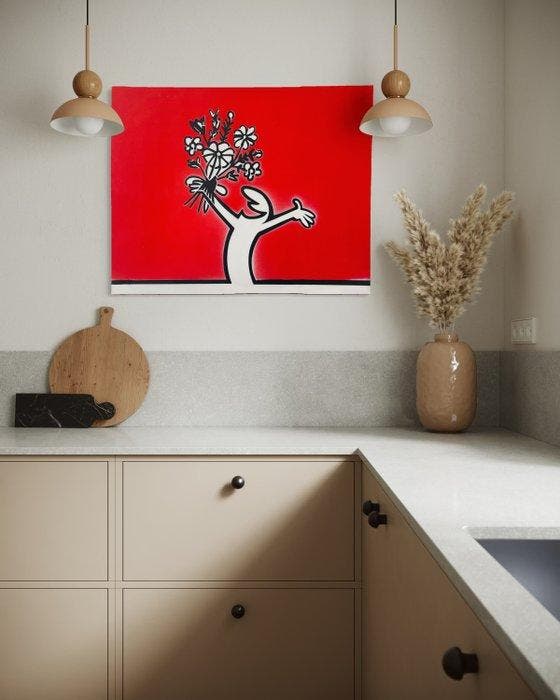 AIIROH - La Linea - Giving Flowers [100% handmade], Antiquités & Art, Art | Peinture | Moderne