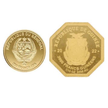 Senegal, Guinee. 2018/2022 - Diamonds (2 stuks), Postzegels en Munten