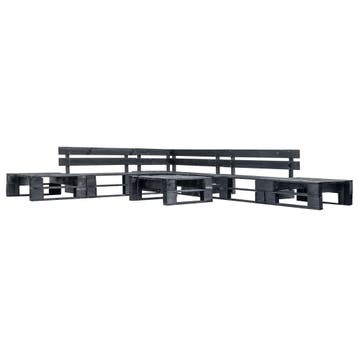 vidaXL 6-delige Loungeset pallet hout zwart, Verzenden, Loungeset