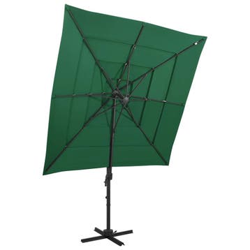 vidaXL Parasol 4-laags met aluminium paal 250x250 cm groen, Verzenden, Nieuw