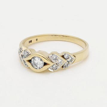 Bague - 14 carats Or jaune Diamant (Naturelle), Nieuw