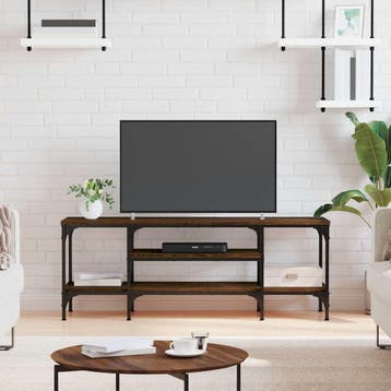 vidaXL Tv-meubel 121x35x45 cm bewerkt hout en ijzer bruin, Verzenden, Nieuw