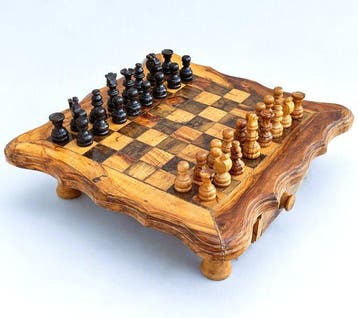 Schaaktafel - Groot formaat 32×32 - Olive - Met de hand