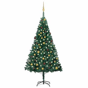 vidaXL Kunstkerstboom met verlichting en kerstballen 210 cm, Verzenden