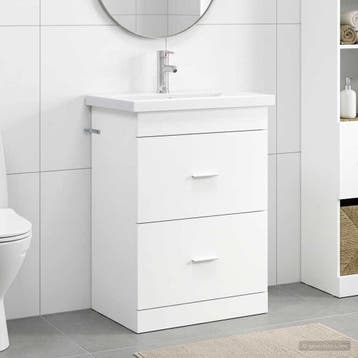 vidaXL Badkamermeubel Set Wit 61 x 40 x 84,5 cm Bewerkt hout, Verzenden, Nieuw