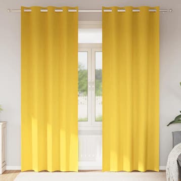 vidaXL Blackout Gordijnen met Ringen 2 st Mosterdgeel 245 x, Verzenden, Nieuw