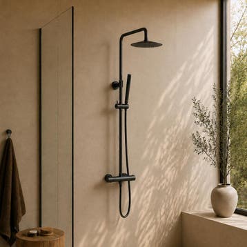 BWS | Colorato | Regendouche 20cm Met Handdouche | Mat Zwart, Doe-het-zelf en Bouw, Sanitair, Ophalen of Verzenden, Nieuw, Kraan