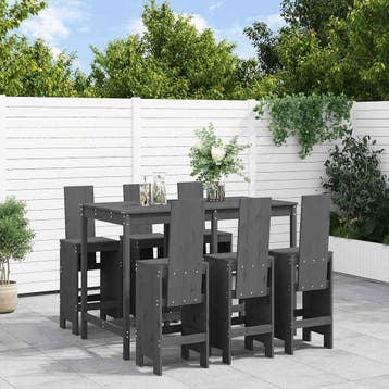 vidaXL 7-delige Tuinbarset massief grenenhout grijs, Tuin en Terras, Tuinsets en Loungesets, Verzenden, Nieuw