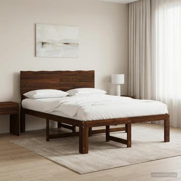vidaXL Tweepersoonsbed met hoofdbord ROSTOCK Donkerbruin 140, Verzenden