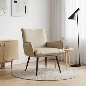 vidaXL Fauteuil Crèmekleurig Kunstleer, Verzenden, Nieuw