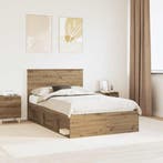 vidaXL Bedframe Ambachtelijk Eiken 120 x 200 cm Massief, Verzenden