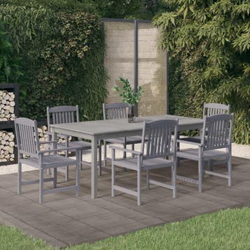 vidaXL 7-delige Tuinset massief acaciahout grijs, Verzenden, Nieuw, Tuinset