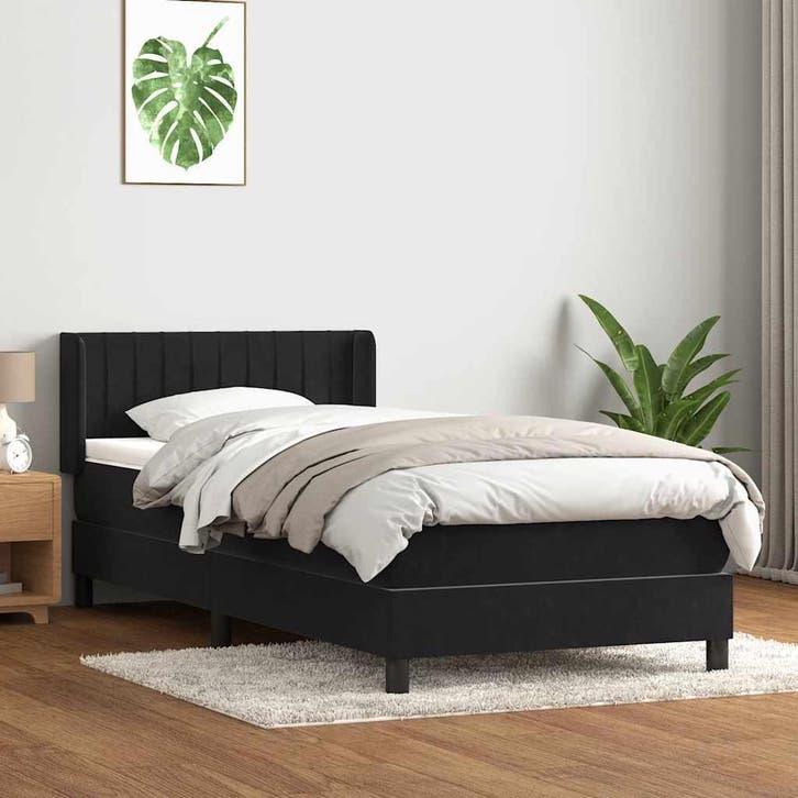 vidaXL Boxspring met matras fluweel zwart 90x210 cm, Huis en Inrichting, Slaapkamer | Bedden, Nieuw, Verzenden