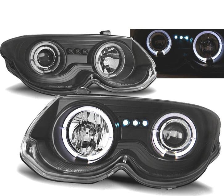 Phares Pour Chrysler 300M 99-04 Angel Eyes Led Noir, Autos : Pièces & Accessoires, Éclairage, Envoi