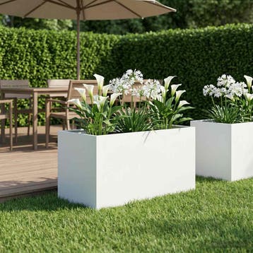 vidaXL Plantenbak Wit 80 x 50 x 50 cm Koudgewalst staal, Verzenden