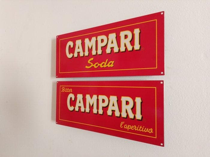 Davide Campari Spa Milano - Reclamebord (2) - 1960 - IJzer, Antiek en Kunst, Antiek | Wandborden en Tegels