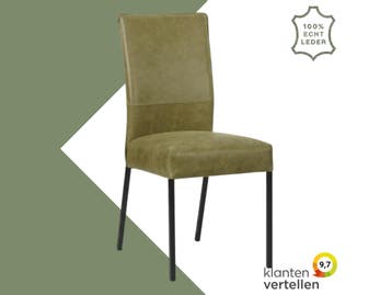 Leren eetkamerstoel Real - Vintage Olive (olijf/groen) -, Huis en Inrichting, Stoelen, Overige kleuren, Nieuw, Ophalen of Verzenden