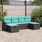 vidaXL 6-delige Loungeset met kussens poly rattan zwart, Verzenden, Nieuw, Loungeset