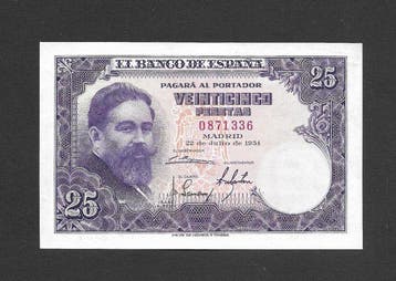 Spanje. - 25, 100 Pesetas - 1953/1954 - Sin Serie (Zonder