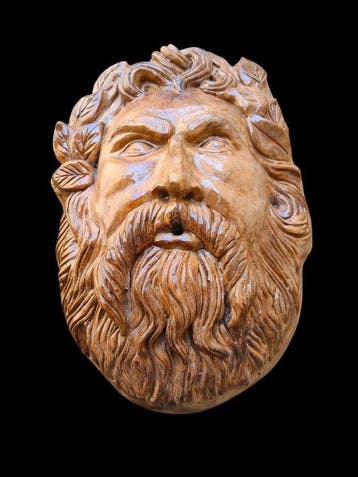 sculptuur, Fontana Dio Greco Bacco - 34 cm - Gegoten steen
