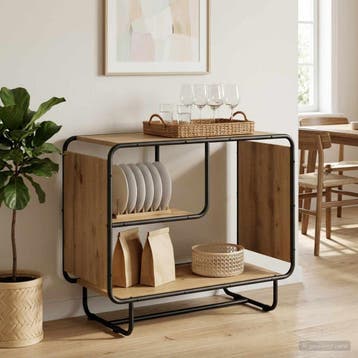 vidaXL Dressoir Artisanaal eiken 80 x 37,5 x 64,5 cm Bewerkt, Verzenden, Nieuw