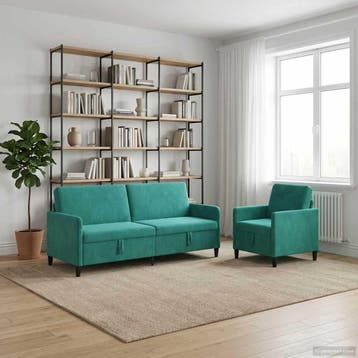 vidaXL Sofa Set Met Opslag 2 st Turquoise Polyester, Verzenden, Nieuw