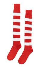 Gebreide Lange Sokken Rood Wit Gestreept 39-46 Gebreid Carna, Ophalen of Verzenden, Nieuw