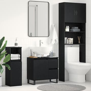 vidaXL Wastafel kabinet voor de badkamer Zwart Eiken 65 x 33, Huis en Inrichting, Verzenden, Nieuw