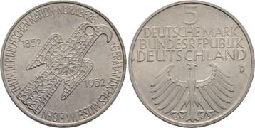 5 duitse Mark 1952 D 5 Mark Gedenkmunten Bondsrepubliek D..., Verzenden