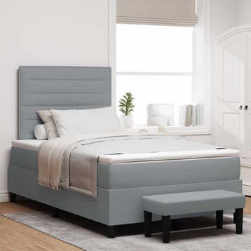 vidaXL Boxspring bed met kussen Lichtgrijs 120 x 200 cm Stof, Verzenden, Nieuw