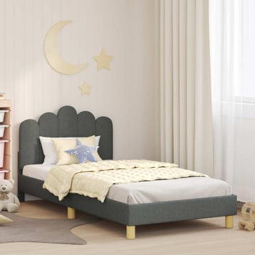 vidaXL Kinderen bedframe met hoofdboard Donkergrijs 90 x 200, Verzenden, Nieuw