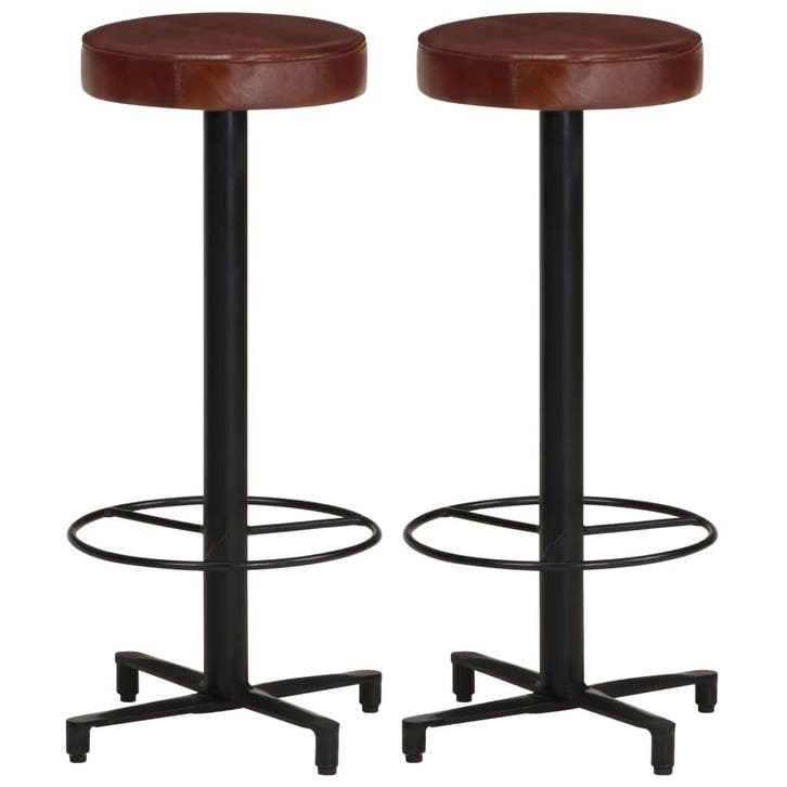 vidaXL Barkrukken 2 st 76 cm echt leer, Maison & Meubles, Tabourets de bar, Envoi