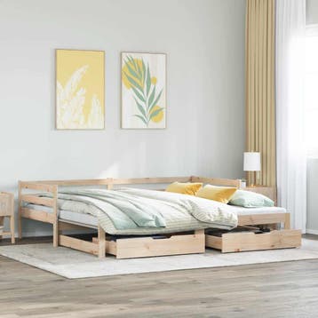 vidaXL Slaapbank met onderschuifbed en lades zonder matras, Verzenden, Nieuw