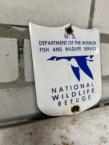 Vintage U.S. National Wildlife Refuge geëmailleerd bord –