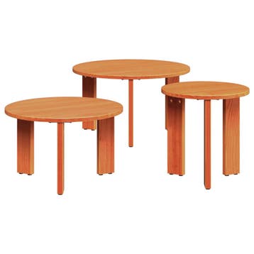 vidaXL Salontafel 3 pcs Wasbruin Massief grenenhout, Verzenden, Nieuw