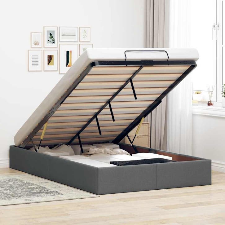 vidaXL Bedframe zonder matras 120x200 cm stof donkergrijs, Maison & Meubles, Chambre à coucher | Lits, Envoi
