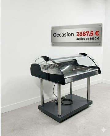 Koelvitrine inox gebogen glas professioneel horeca, Gebruikt, 60 cm of meer, Minder dan 85 cm