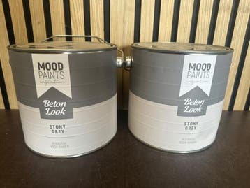 Veiling - 2x Mood Paints Beton Look Stony Grey Muurverf 2,5L, Nieuw