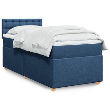 vidaXL Boxspring met matras stof blauw 80x200 cm, Verzenden, Nieuw