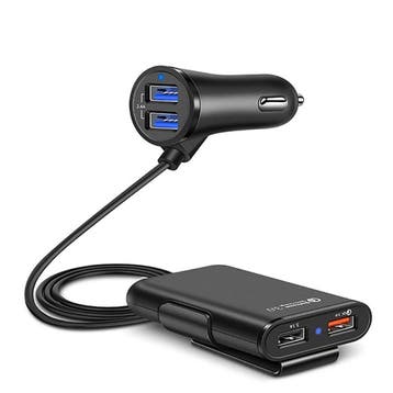 DrPhone PCC2 36W 8A 4-poorten Snellader USB QC 3.0 Autolader, Verzenden