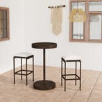 vidaXL 3-delige Tuinbarset met kussens poly rattan bruin, Verzenden, Nieuw