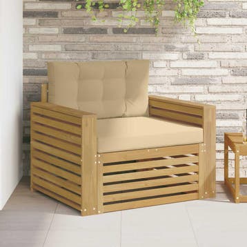 vidaXL Buitensofa Polyester Wit en Beige, Verzenden, Nieuw