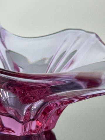 Val Saint Lambert - Centre de table - Verre - Coupe violette