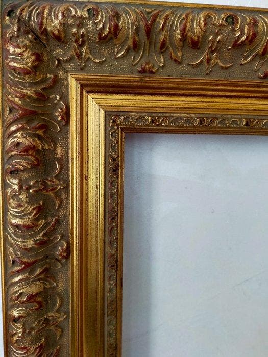 Lijst- Pronkraam – verguld houten kader met florale, Antiek en Kunst, Curiosa en Brocante