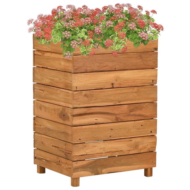 vidaXL Plantenbak verhoogd 50x40x72 cm gerecycled teakhout, Tuin en Terras, Bloempotten, Nieuw, Verzenden