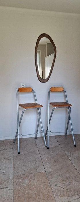 Tabouret (2) - Bois, Métal - Tabouret de bar pliable