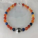 Zonder minimumprijs - Armband Zilver Parel - Carneool -, Nieuw