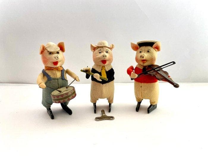 Schuco - Blikken speelgoed - Disney - The Three Little Pigs, Antiek en Kunst, Antiek | Speelgoed