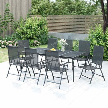 vidaXL 9-delige Tuinset staal antracietkleurig, Verzenden, Nieuw, Tuinset